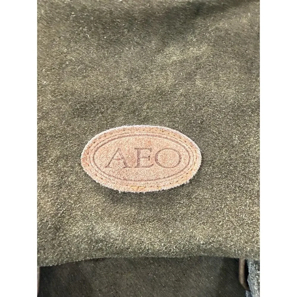 American Eagle Outfitters AEO Suede Green Rucksack Backpack Vintage Rugged